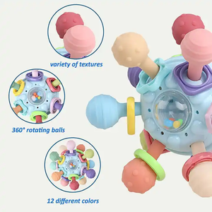 Jouets de dentition sensoriels sans BPA jouets de dentition pour bébé <span class=keywords><strong>Montessori</strong></span> jouets de <span class=keywords><strong>boule</strong></span> de dentition sensorielle <span class=keywords><strong>hochet</strong></span> de dentition jouets à mâcher - Product Image 4