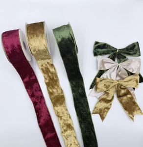 <span class=keywords><strong>Ruban</strong></span> Nœud Papillon en Velours Polyester à Bord Doré Effet Fil de Fer pour Décoration d'Arbre de Noël – Vente Flash Transfrontalière - Product Image 1