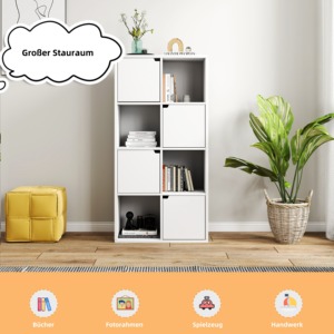 200 MOQ White Freestanding MDF Shelves 8 Compartments Modern Bookshelf <strong>Book</strong> Case with 4 Hidden Doors - Product Image 6