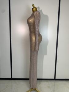 Robes longues de soirée élégantes en polyester pour femmes avec des diamants étincelants, tenue de scène pour célébrités, soirée en boîte de nuit, bal de promo, chanteuse, <span class=keywords><strong>danseuse</strong></span> - Product Image 3