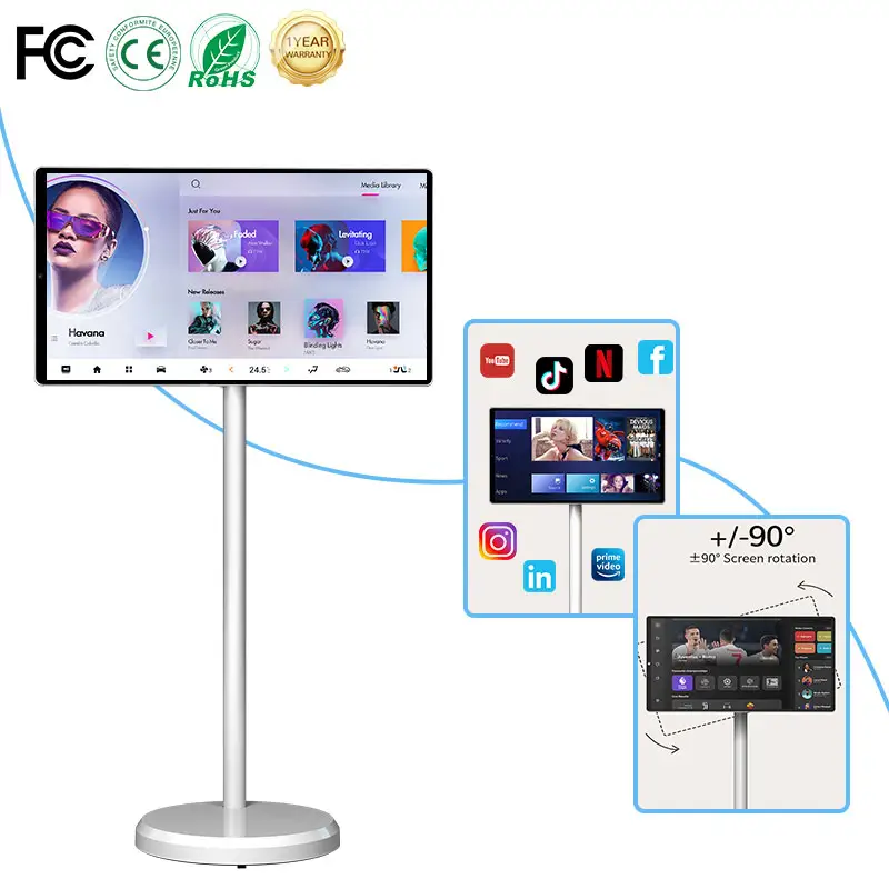 21.5 pouces Hd Live Streaming Machine Smart Tv écran tactile Anti-lumière bleue moniteurs Lcd avec batterie intégrée support mobile Lcd