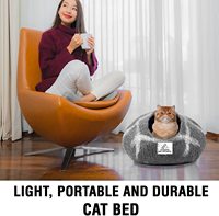 Lit pour chat en feutre de laine minimaliste gris rayé, écologique, respirant, en forme d'œuf, fait main, abri cachette pour animaux de compagnie en laine naturelle