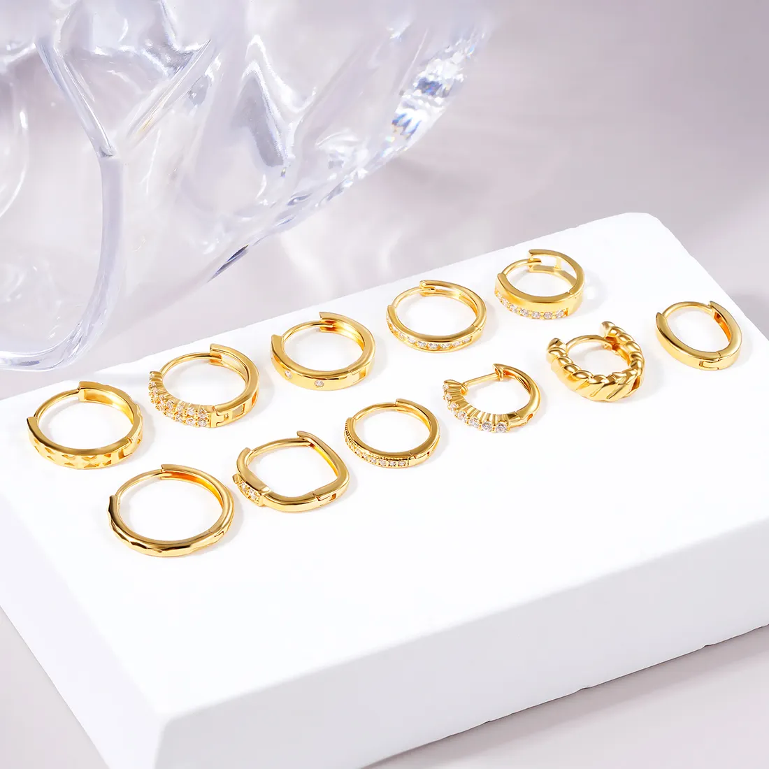 Anting-anting Chunky perak lucu perhiasan untuk wanita anting-anting Statement Chunky berlapis emas 18K
