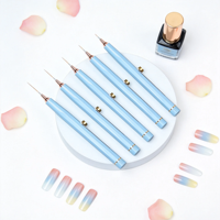 Nouveau design breveté – Pinceau de nail art professionnel à manche rétractable en acrylique bleu et poils synthétiques pour la peinture sur gel et le design de vernis.