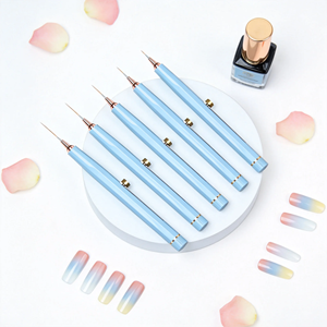Nouveau design breveté – Pinceau de nail art professionnel à manche rétractable en acrylique bleu et poils synthétiques pour la peinture sur gel et le design de vernis. - Product Image 3