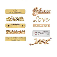 Label Logam Kustom Grosir untuk Pakaian dan Tas, Label Gantung dengan Potongan Laser, Label Aluminium Perunggu Ramah Lingkungan