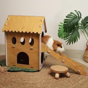 Cachette pour petits animaux - hérisson ou souris - <span class=keywords><strong>Cabane</strong></span> <span class=keywords><strong>en</strong></span> <span class=keywords><strong>bois</strong></span> ventilée pour cochon d'Inde avec plusieurs portes - Product Image 5