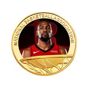Ensemble de 5 pièces de monnaie commémoratives en or de l'équipe des Houston Rockets, avec joueurs de basket-ball, à collectionner, avec protection en acrylique - Product Image 3
