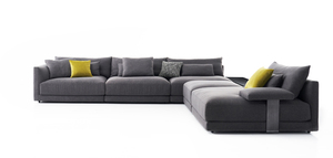 أريكة فاخرة تصميم إيطالي لغرفة المعيشة, أريكة من القماش على شكل حرف L باللون الرمادي - Product Image 2