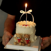 Bestseller Tortendekoration Cartoon Niedlicher Schleifenknoten Bär Geburtstag mit Dekorativen Accessoires Kuchendekoration Zubehör