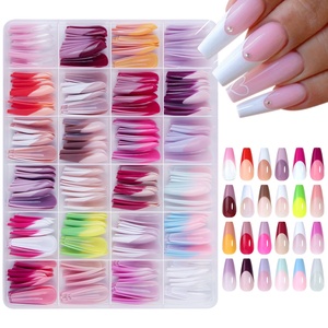 Nouvel Arrivage 288 Pièces 24 Grilles <span class=keywords><strong>Faux</strong></span> <span class=keywords><strong>Ongles</strong></span> Acryliques Français Colorés à Presser pour Application sur Doigts Vente en Gros - Product Image 6