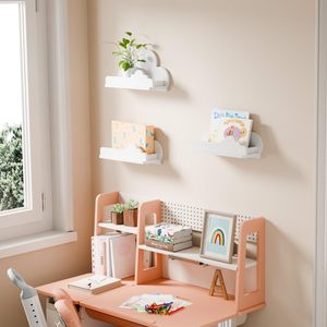 Estantería decorativa de madera con nubes blancas, estante flotante de madera, figura <span class=keywords><strong>pequeña</strong></span>, estante montado en la pared, 202407 - Product Image 3
