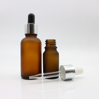 Flacon compte-gouttes en verre ambré givré avec bouchon doré et pipette en verre pour huile essentielle, sérum, cosmétique 5ml 15ml 20ml 30ml 50ml 100ml