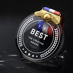Cheap Wholesale Custom Crystal Marathon Running <strong>Sports</strong> <strong>Medals</strong> Glass Football Soccer Prize Awards - Product Image 2