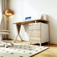 Bureau de travail moderne pour la maison avec tiroirs, petit bureau d'ordinateur en bois, table d'étude de style nordique avec armoire de rangement