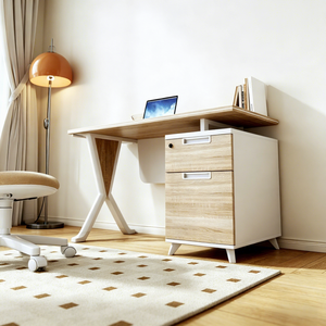 Bureau de travail moderne pour la maison avec tiroirs, petit bureau d'ordinateur en bois, table d'étude de style nordique avec armoire de rangement - Product Image 5