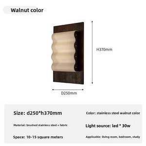 โคมไฟติดผนัง LED สไตล์มินิมอล Bauhaus ลายคลื่น อุตสาหกรรม ทำจากสแตนเลสและผ้า สำหรับห้องนั่งเล่น ห้องนอน ทางเดิน ระเบียง - Product Image 6