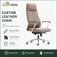 Chaise de bureau exécutive ergonomique en cuir - Design moderne, base en aluminium, roulettes pivotantes pour atelier et chambre à coucher