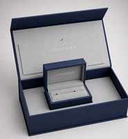 Boîte à bijoux personnalisée LionwrapacK en PU, double boîte à bagues, emballage cadeau, logo en feuille d'argent, boîte de fiançailles