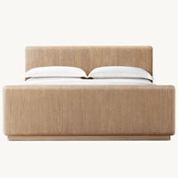 Lit King Size de Luxe Rhoohill, Style Américain, Fabriqué à la Main en Bois d'Orme Recyclé, Cadre de Lit Queen Size de Haute Qualité pour Chambre à Coucher
