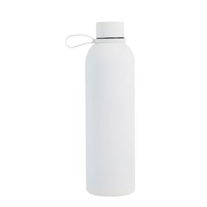 500Ml Eco-Friendly UV Printed Stainless Steel Double Wall Vacuum Flask Rubber Coating <b>Small</b> Mouth Water <b>Bottle</b> With Rubber Rope - Product Image 4