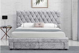 Venta al por mayor de la fábrica del OEM rey tamaño de terciopelo tejido a mano diamante distintos tapizado trineo plataforma de almacenamiento cama con cajones - Product Image 3