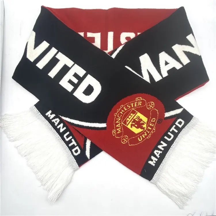 Высококачественный зимний шарф на заказ, вязаные 100% акриловые теплые шарфы, унисекс, жаккардовые вязаные шарфы для футбольной команды для сохранения тепла
