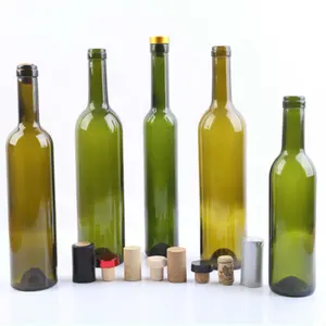 透明/霜冻/琥珀色/深绿色玻璃酒瓶，带软木750毫升500毫升375毫升
