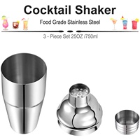 Camol 스테인리스 칵테일 쉐이커 750ml 바텐더 믹싱컵 스트레이너 포함