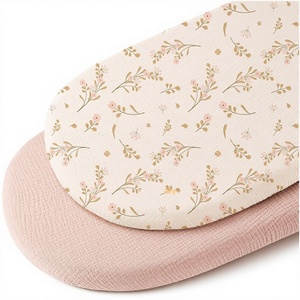 Drap <span class=keywords><strong>de</strong></span> <span class=keywords><strong>lit</strong></span> floral pour bébé, doux et respirant, housse <span class=keywords><strong>de</strong></span> matelas ovale et rectangulaire 40 fils, toutes saisons - Product Image 1