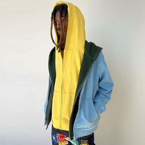 Sweat à capuche zippé épais et lourd à couche personnalisée 550gsm pour hommes Sweat à capuche zippé uni avec fermeture éclair - Product Image 2