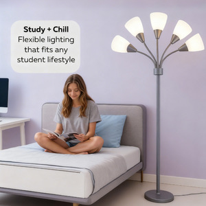 Lampadaire Medusa à 5 têtes LED en métal, hauteur réglable, design moderne, éclairage pour salon, chambre à coucher, bureau - Product Image 4