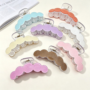 Pinces à cheveux ondulées scintillantes de 10 cm en plastique PS, patch acrylique antidérapant, maintien solide, accessoires de mode pour cheveux - Product Image 1