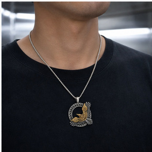 Collar yunnique con colgante de cuervo vikingo nórdico de acero inoxidable para hombre, diseño de alas geométricas, joyería de regalo - Product Image 4