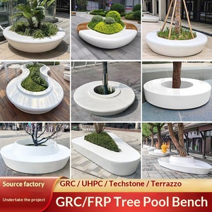 Sièges d'extérieur GRC sur mesure fabriqués au Guangdong, Chaises de loisirs en fibre de verre, Bancs de piscine et bancs d'arbre en UHPC Terrazzo Taiko Stone pour parcs et places publiques - Product Image 2