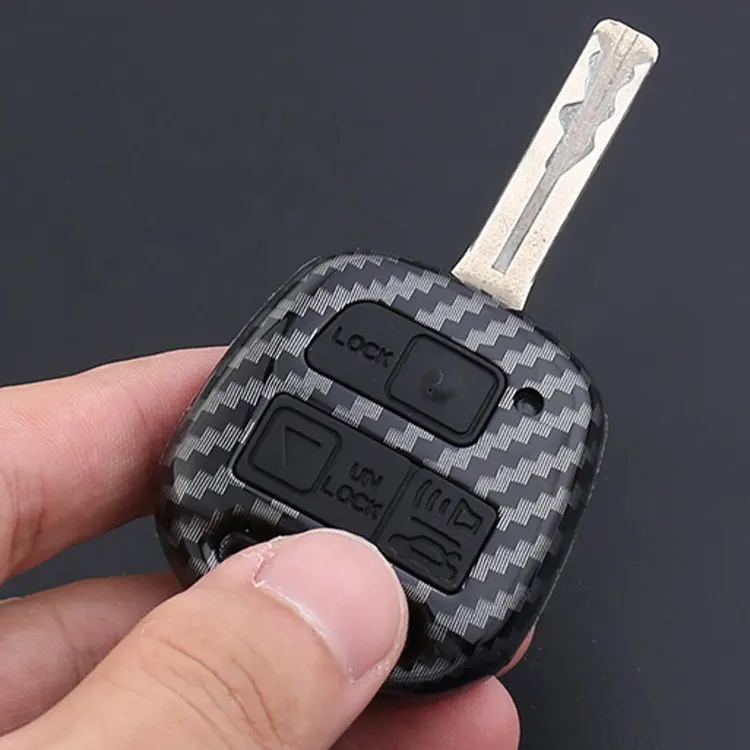 2005 Jaar Koolstofvezel Autosleutel Shell Case Remote Key 2 Knoppen Voor Toyota Prado