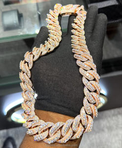 Mode gaya Tautan Kuba kalung rantai 18mm 925 perak murni VVS Moissanite es keluar berlian rantai Kuba perhiasan Hip Hop - Product Image 1