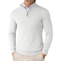 Pull en maille de coton doux doublé polaire pour homme, coupe ajustée, col zippé, idéal pour le golf, les affaires et les loisirs, collection automne-hiver