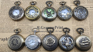 세련된 빈티지 석영 포켓 시계 Steampunk 남여 공용 펜던트 플립 중공 블랙 브론즈 실버 골드 시계 시계 다양한 스타일 - Product Image 6