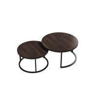 Ensemble de tables à thé rondes en bois massif au design moderne très vendu pour la maison Tables basses pour le salon Meubles en métal