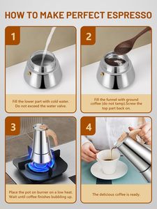 High Quality 6 Cups Stainless Steel Coffee <b>Maker</b> Induction Coffee <b>Maker</b> Espresso Moka Coffee <b>Maker</b> - Product Image 3