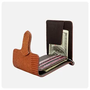 custom luxury quality vintage design exotic genuine lizard skin leather credit card holder money clip wallet for man and women