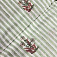 Kain Katun Poplin Motif Kotak-kotak Garis Hijau Mint Grosir, Bahan Tekstil Rumah Tangga Ringan untuk Pakaian Pria dan Wanita