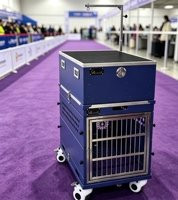 Einzelner Faltbarer Hunde-Transportkäfig Nr. 1 mit Pflegewerkzeugbox & Rädern
