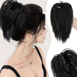 เครื่องทำผมทรงบันแบบขายส่ง กิ๊บติดผมทรงบันแบบยุ่งๆ <span class=keywords><strong>ผม</strong></span>ปลอมแบบตรงเนียนสไตล์ชิญอง หางม้าสำหรับผู้หญิง - Product Image 1