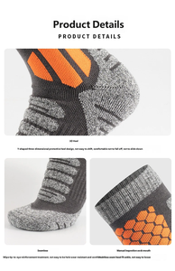 Chaussettes de ski hautes pour l'hiver, chaussettes thermiques longues pour le snowboard, chaussettes de trekking renforcées anti-usure, chaussettes d'extérieur absorbant les chocs - Product Image 3