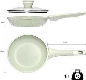 Sartén Antiadherente de 20 cm con Tapa de Vidrio, Revestimiento de Granito 100% Libre de BPA, Apta para Estufas de Inducción, Gas y Eléctricas - Product Image 2