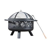 Brasero rond en acier de 30 pouces pour extérieur, foyer en métal avec écran anti-étincelles, pioche et bol à feu pour jardin, patio et feu de camp