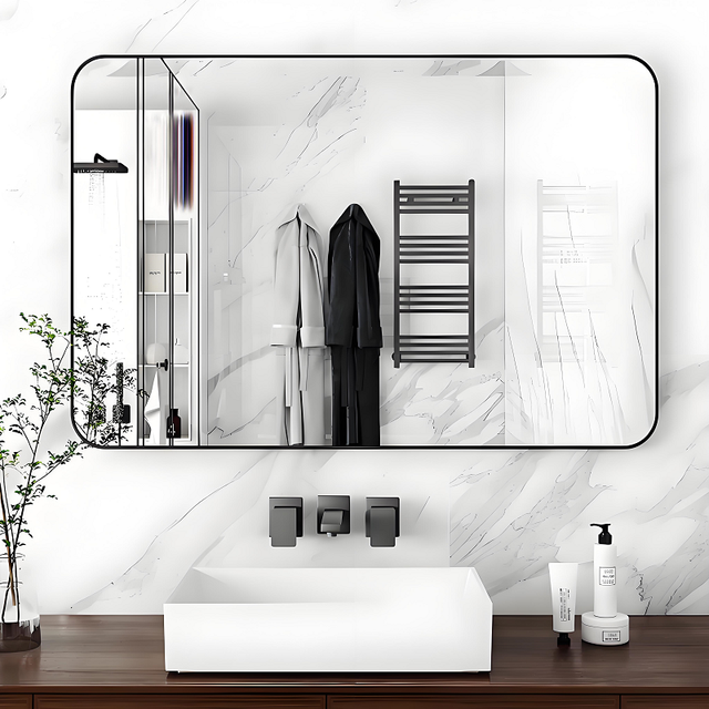 Anti Corrosion Aluminum Alloy Arch-Shaped Frame Simple Large Horizontal Vertical Floor Standing HD Silver Glass Decorative