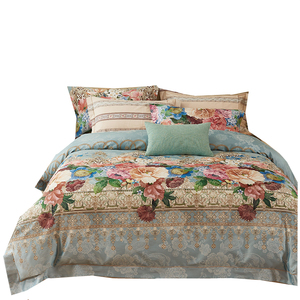Parure de lit quatre pièces en satin jacquard 100 % coton de style européen, housse de couette chaude pour l'hiver, literie respirante - Product Image 5